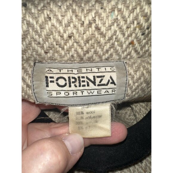 vintage 80s FORENZA coat trench heathered zig zag print the limited wool ivory S - Picture 8 of 11